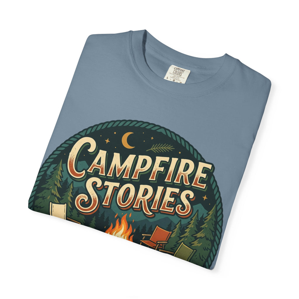 Campfire Stories T-Shirt — Vintage Camping Graphic Tee ("Campfire Stories" Loading)