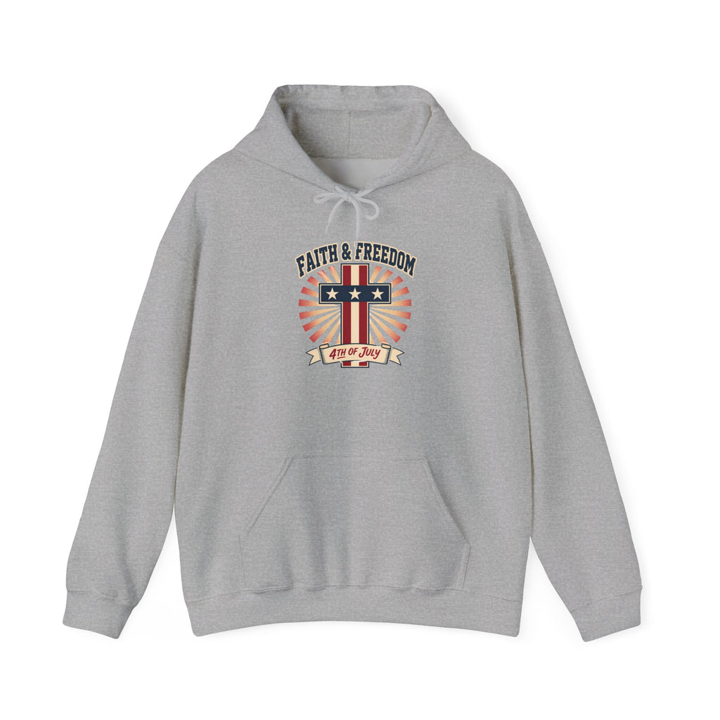 Faith & Freedom Retro Patriotic Hoodie | faith-based July 4th liberty