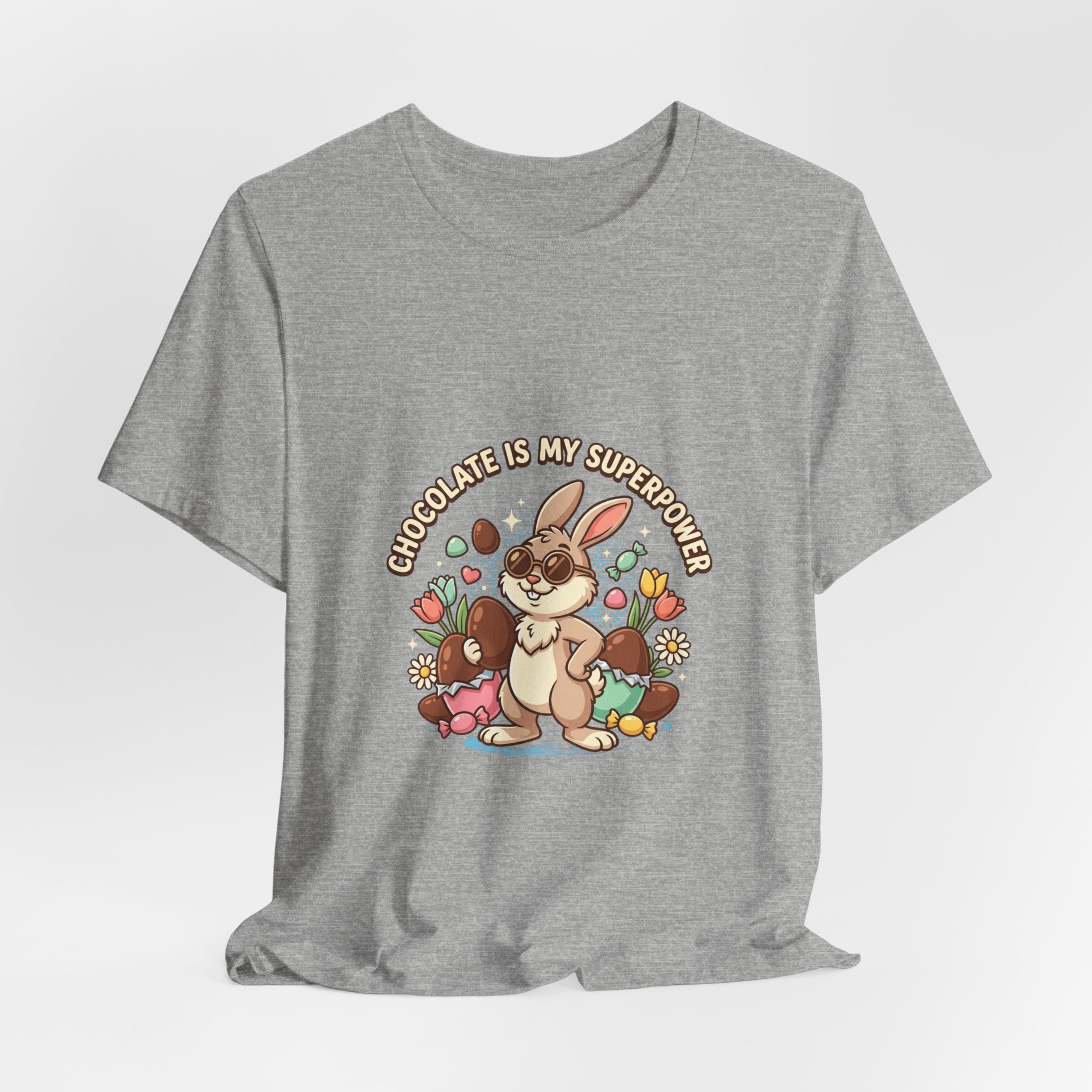 Easter Bunny Tee — "Chocolate Is My Superpower" Cute Bunny Easter T-Shirt