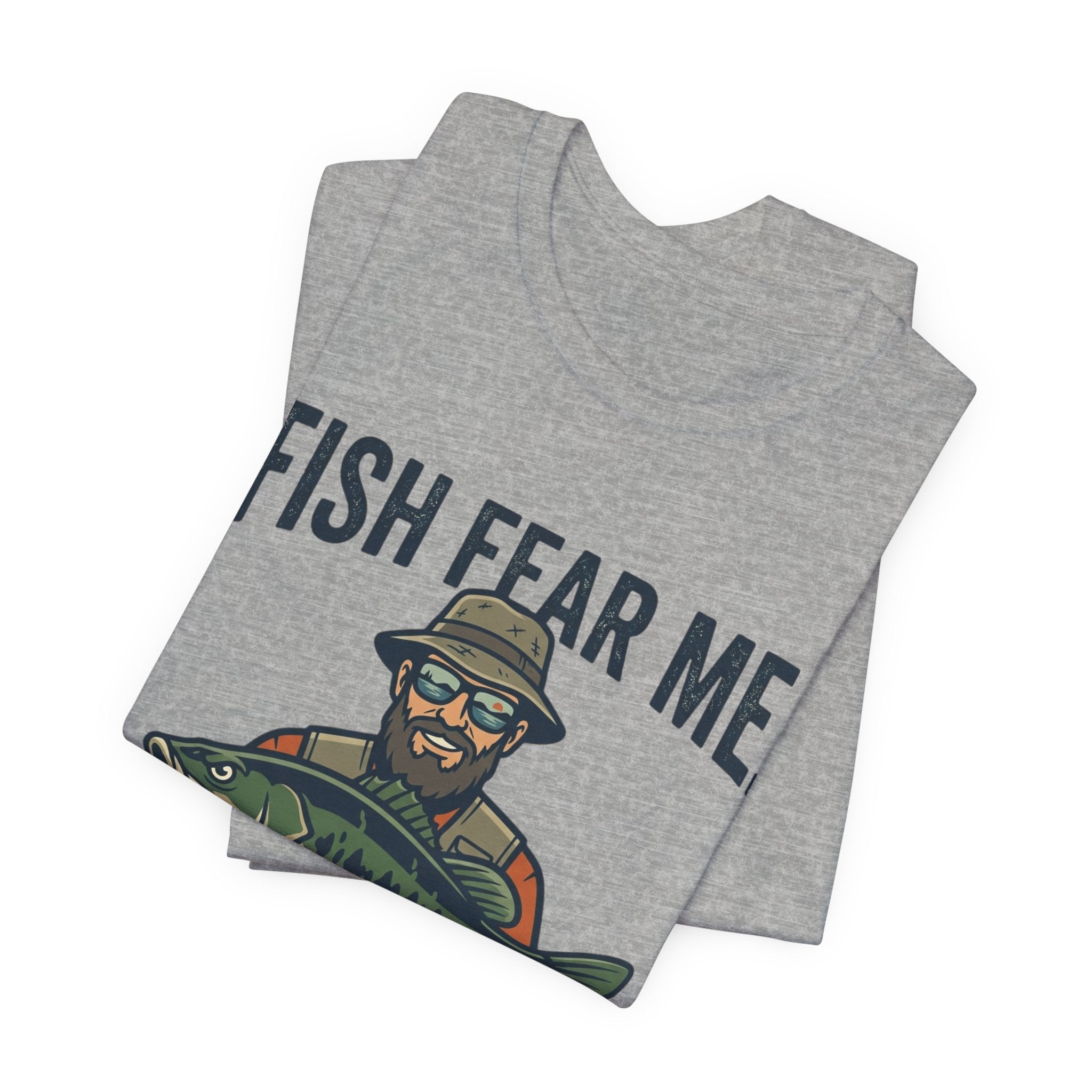 Fishing T‑Shirt — "Fish Fear Me, My Wife Tolerates Me" Funny Fisherman Tee