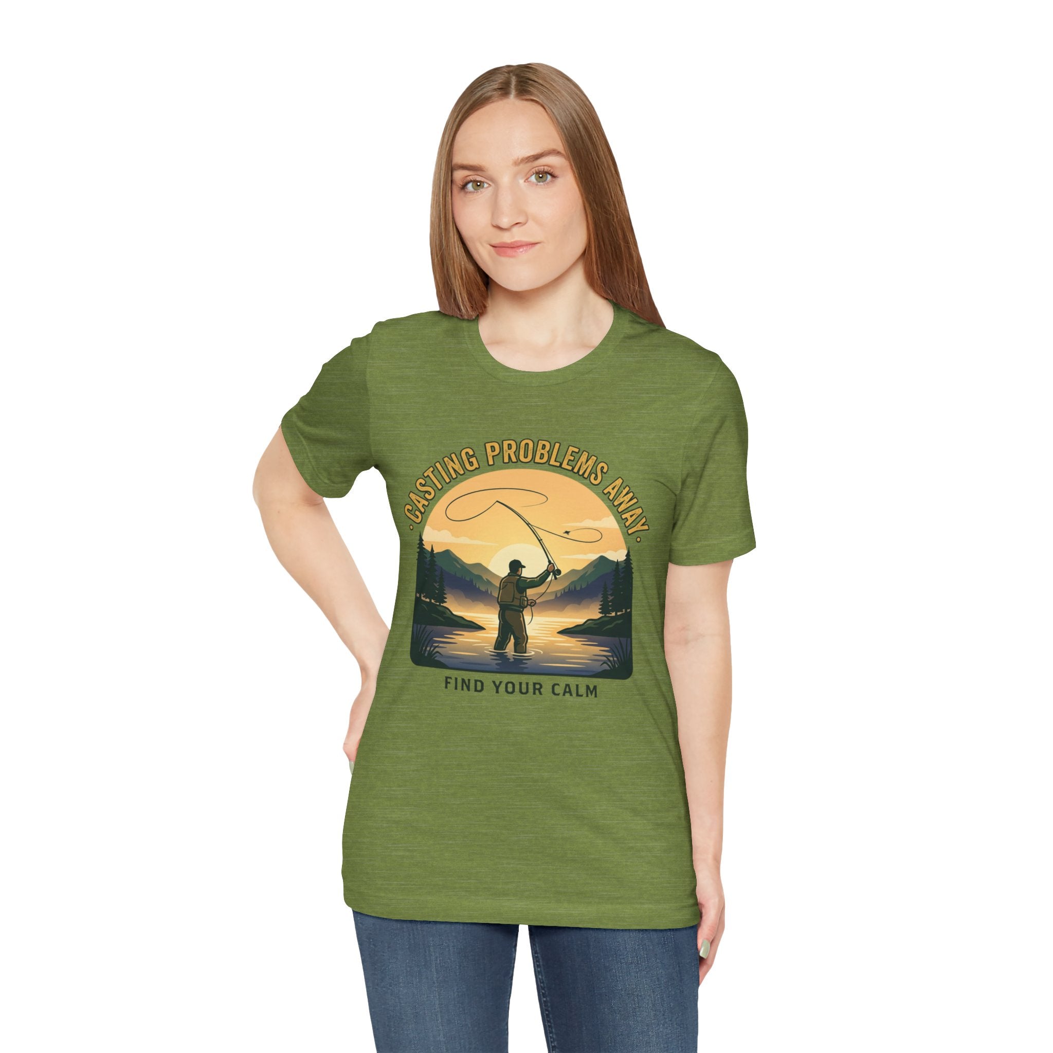 Fishing T-Shirt — "Casting Problems Away, Find Your Calm" Outdoor Angler Tee