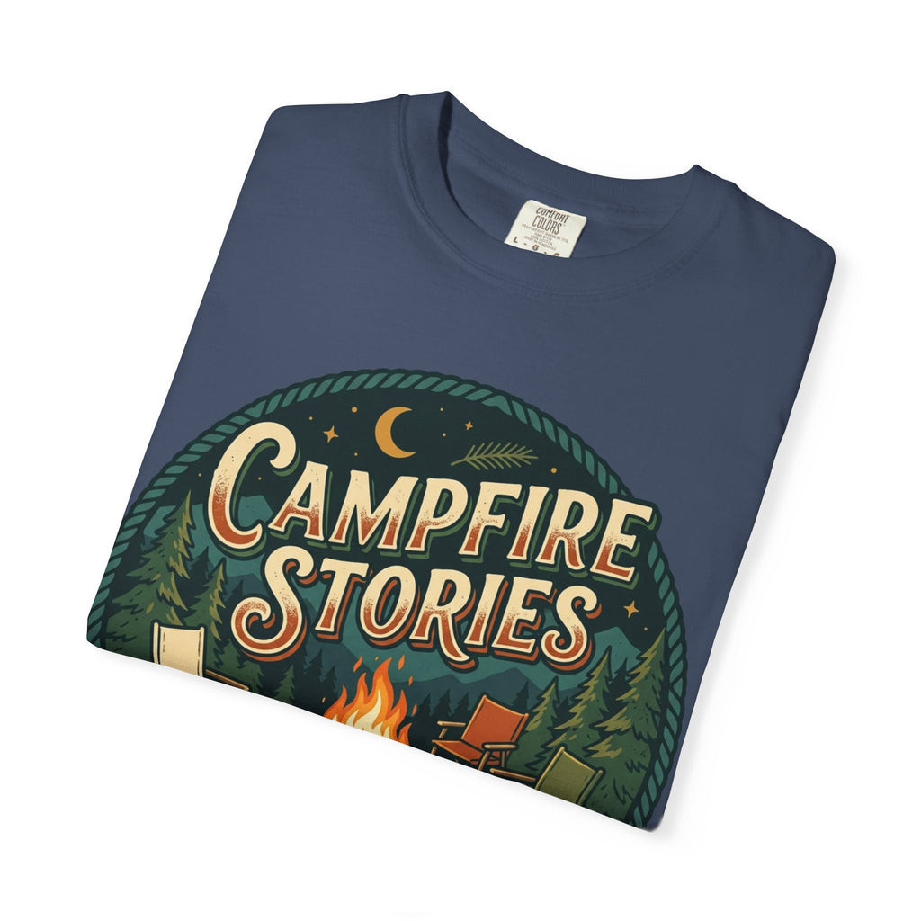 Campfire Stories T-Shirt — Vintage Camping Graphic Tee ("Campfire Stories" Loading)