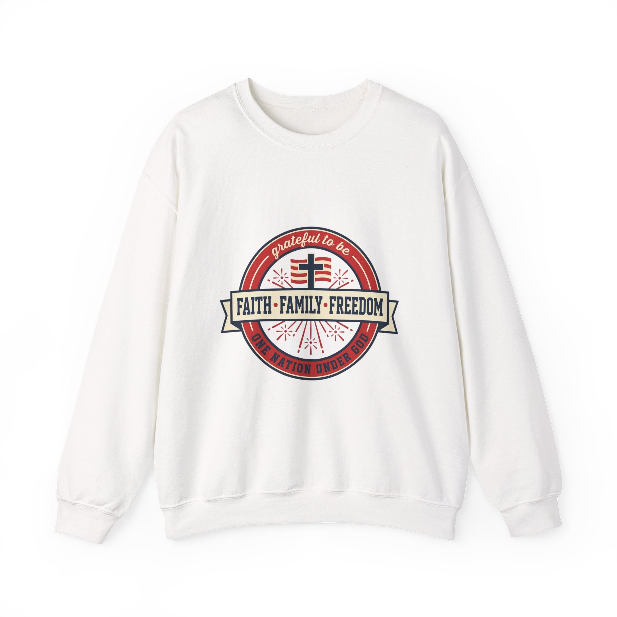 Faith • Family • Freedom Crewneck Sweatshirt | Faith-based Patriotic, Vintage Americana