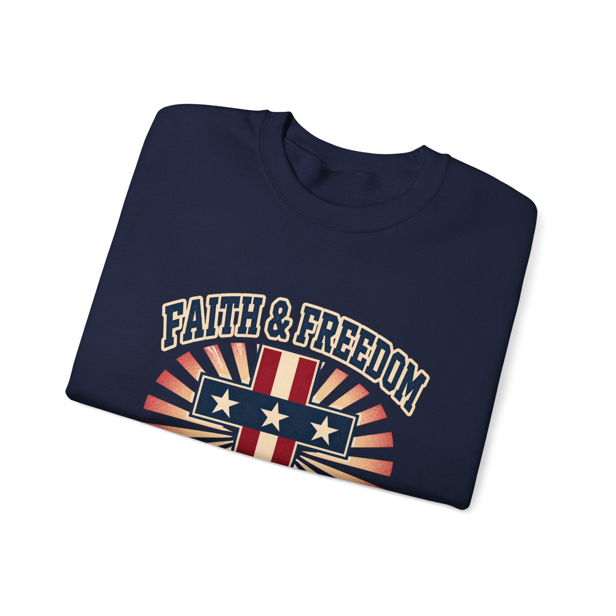 Faith & Freedom Cross Crewneck Sweatshirt | patriotic, vintage Americana