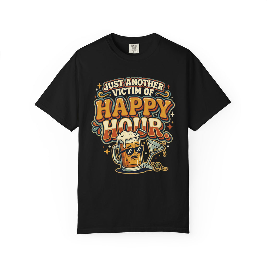 Happy Hour T-Shirt — "Just Another Victim of Happy Hour" Funny Bar Tee