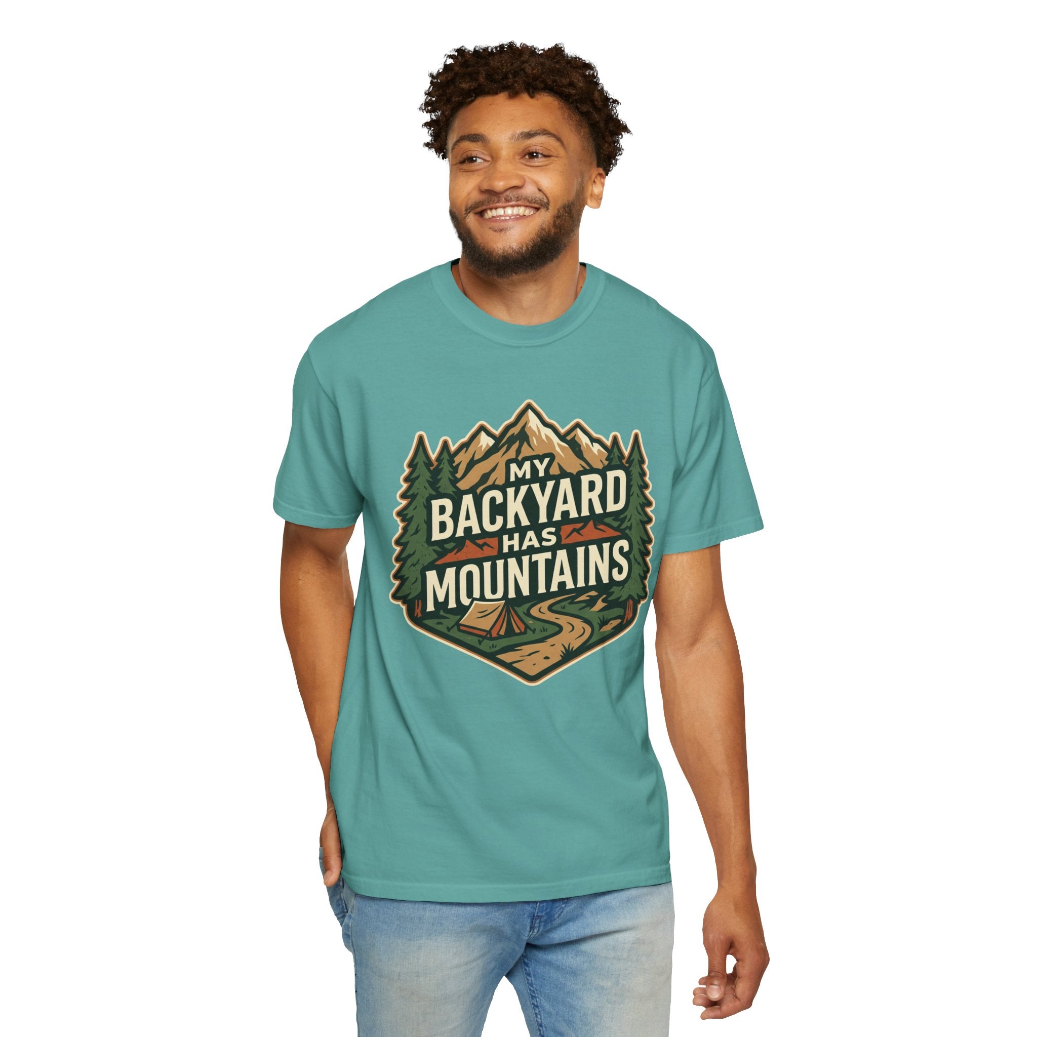 My Backyard Has Mountains T-Shirt — Outdoor Camping Graphic Tee