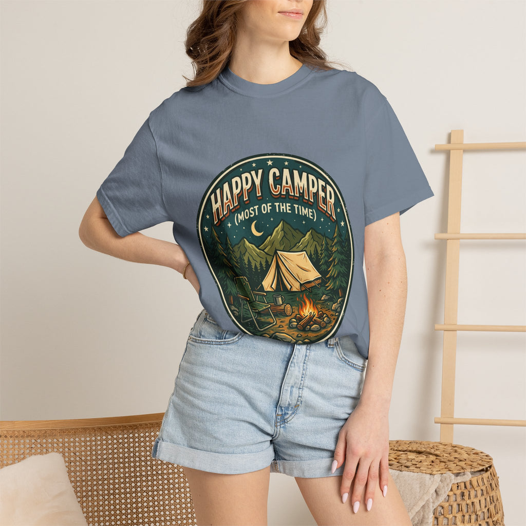 Happy Camper T-Shirt — Campfire Tent Graphic Tee