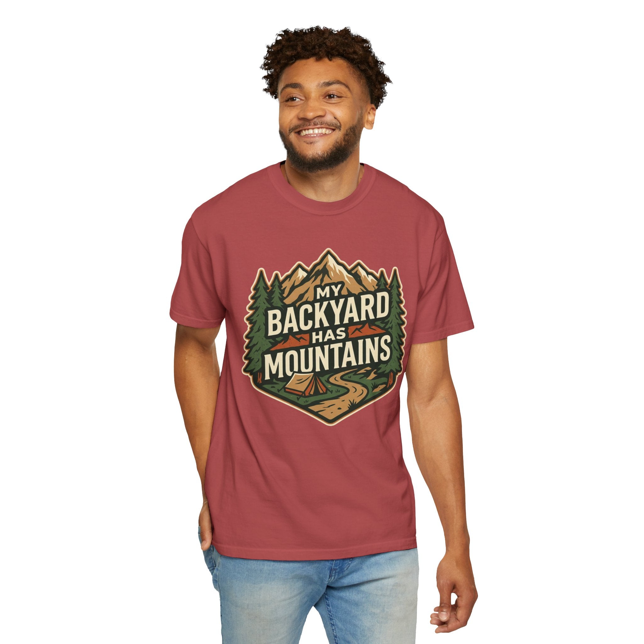 My Backyard Has Mountains T-Shirt — Outdoor Camping Graphic Tee