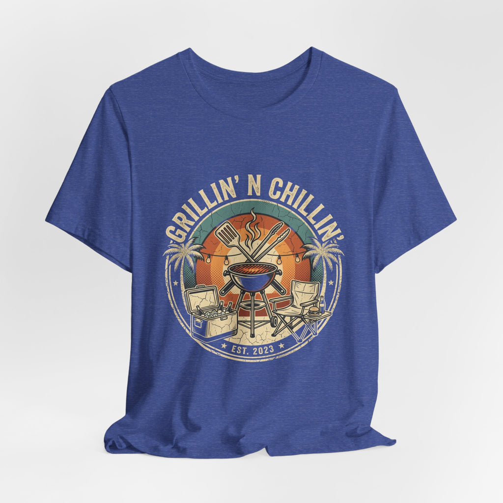 Grillin' N Chillin' T-Shirt - Vintage BBQ Grill Tee for Summer Cookouts
