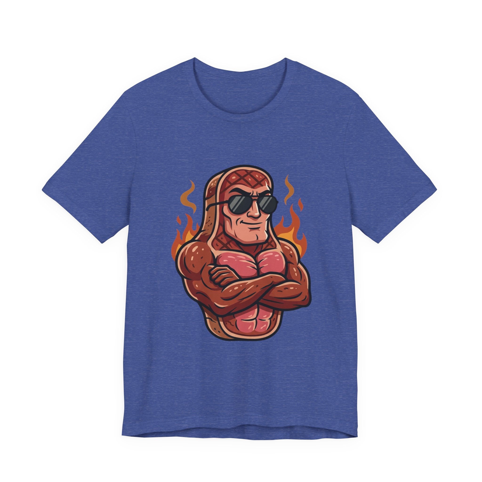 Grillin' Muscle Steak T-Shirt — Funny BBQ Meat Mascot Tee