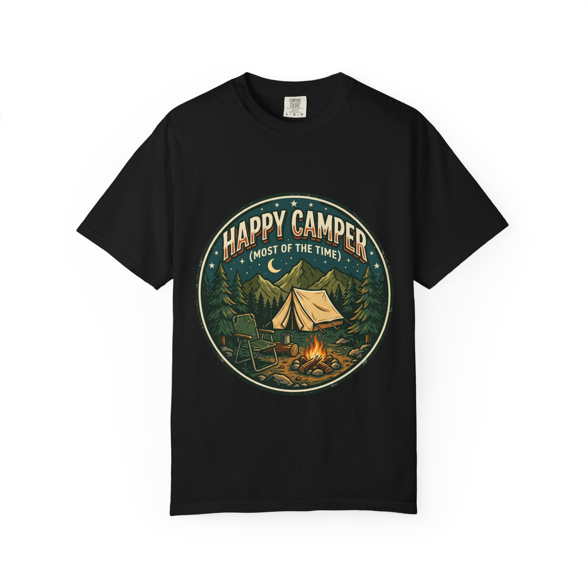Happy Camper T-Shirt — Campfire Tent Graphic Tee