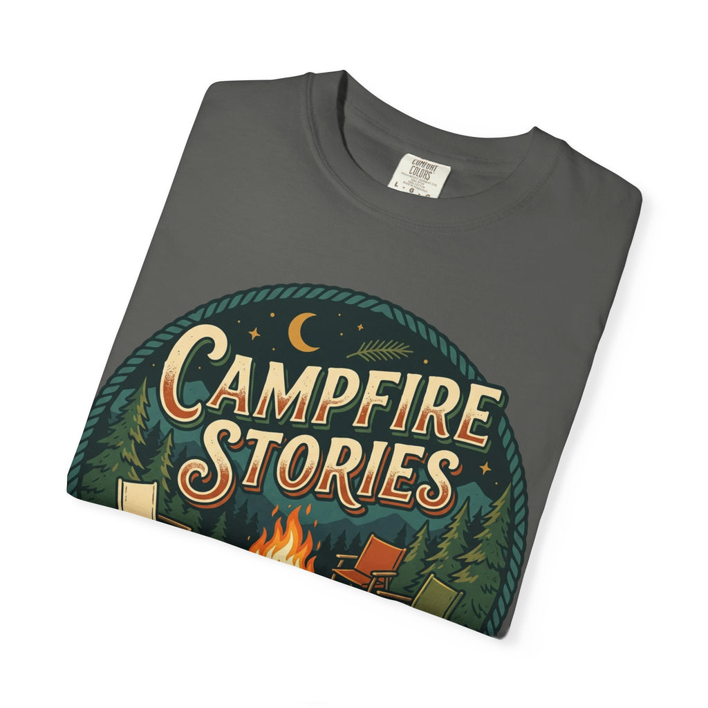Campfire Stories T-Shirt — Vintage Camping Graphic Tee ("Campfire Stories" Loading)