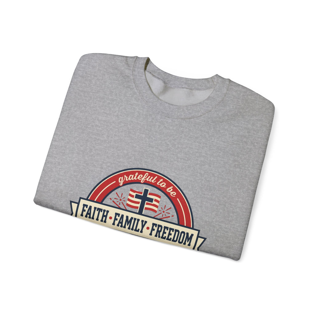 Faith • Family • Freedom Crewneck Sweatshirt | Faith-based Patriotic, Vintage Americana