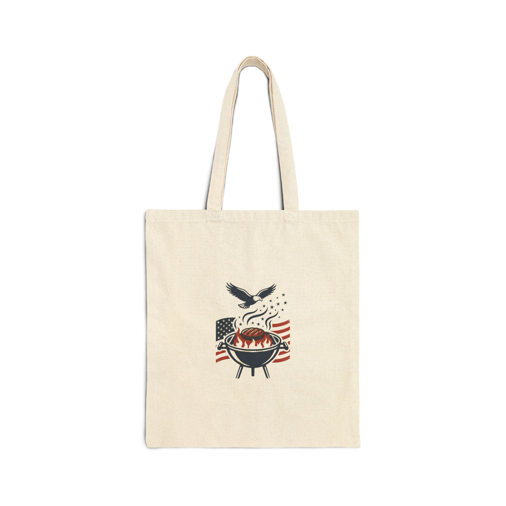 Faith & Freedom BBQ Tote, Patriotic Vintage Americana July 4th, Liberty Canvas Tote