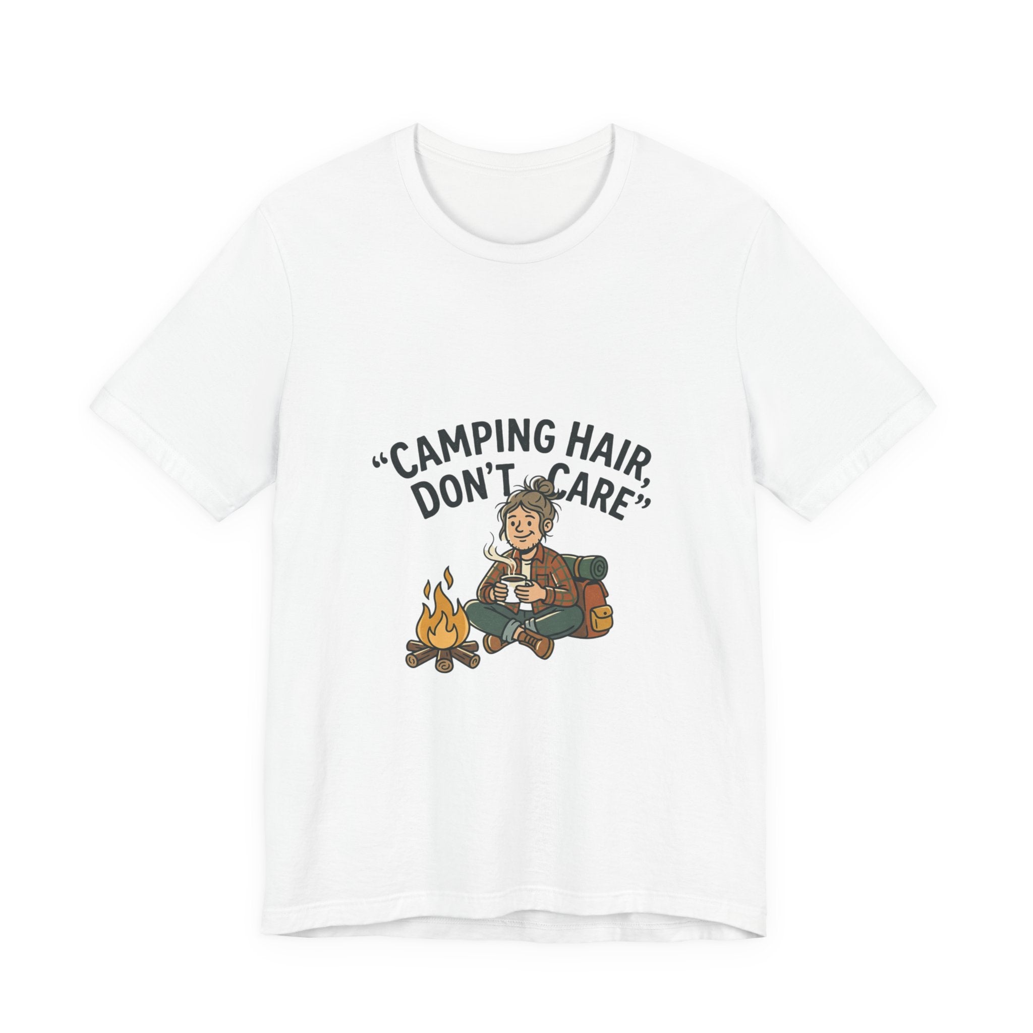 Camping Hair Don't Care T-Shirt - Funny Camper Graphic Tee for Outdoor Lovers