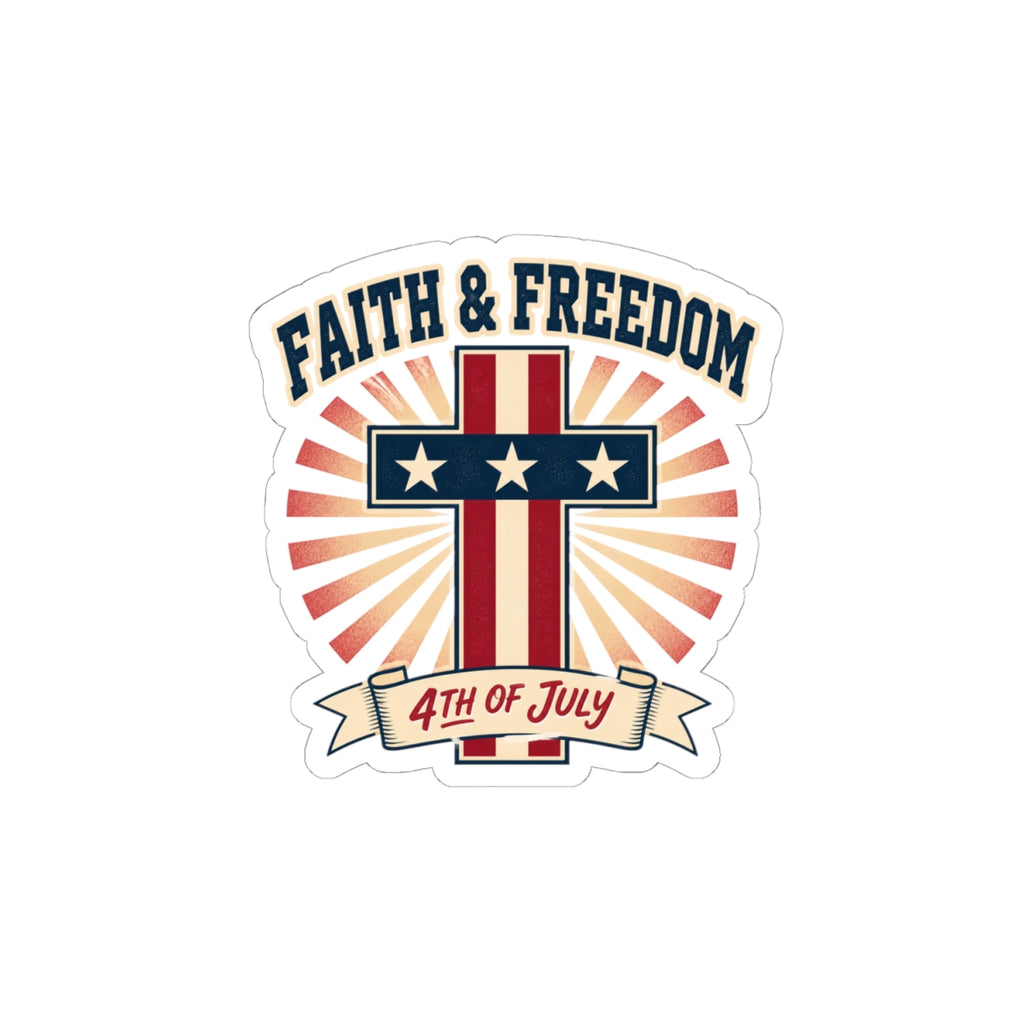 Faith & Freedom Cross Sticker | Patriotic, Faith-Based 4th of July