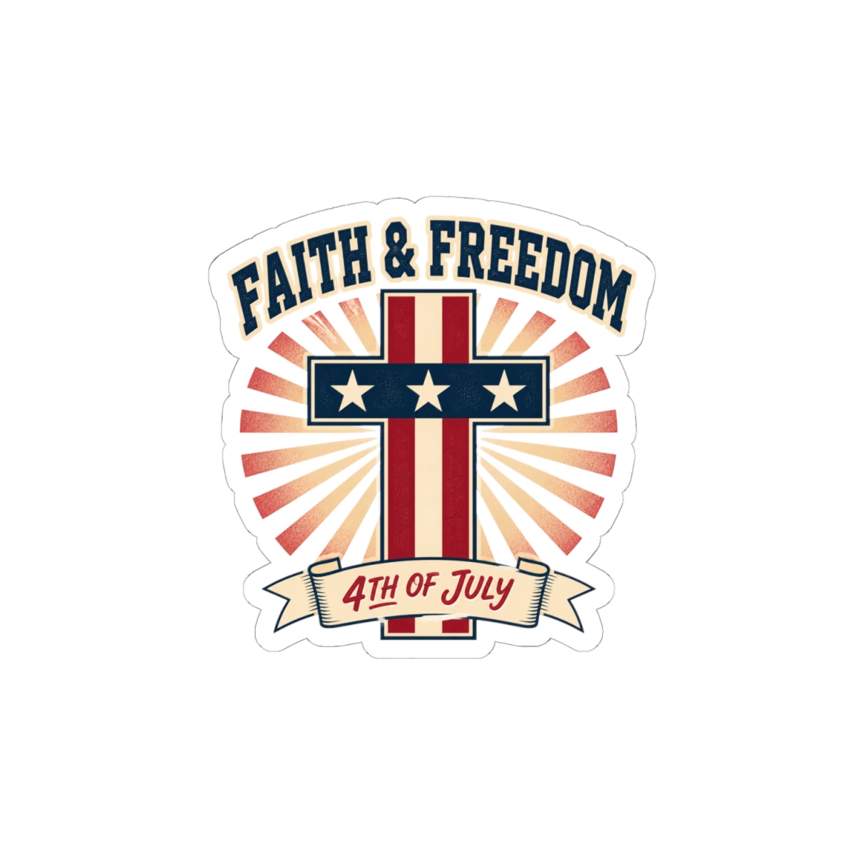 Faith & Freedom Cross Sticker | Patriotic, Faith-Based 4th of July