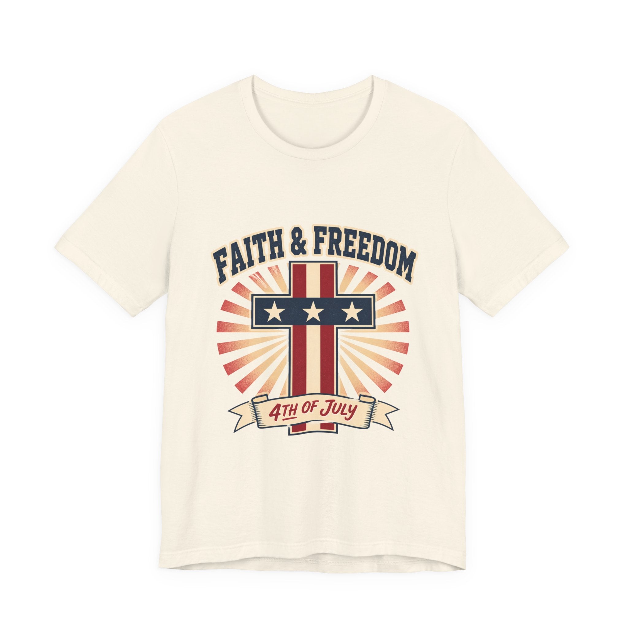 Faith & Freedom Cross Tee | Patriotic, Faith-Based July 4th Vintage Americana