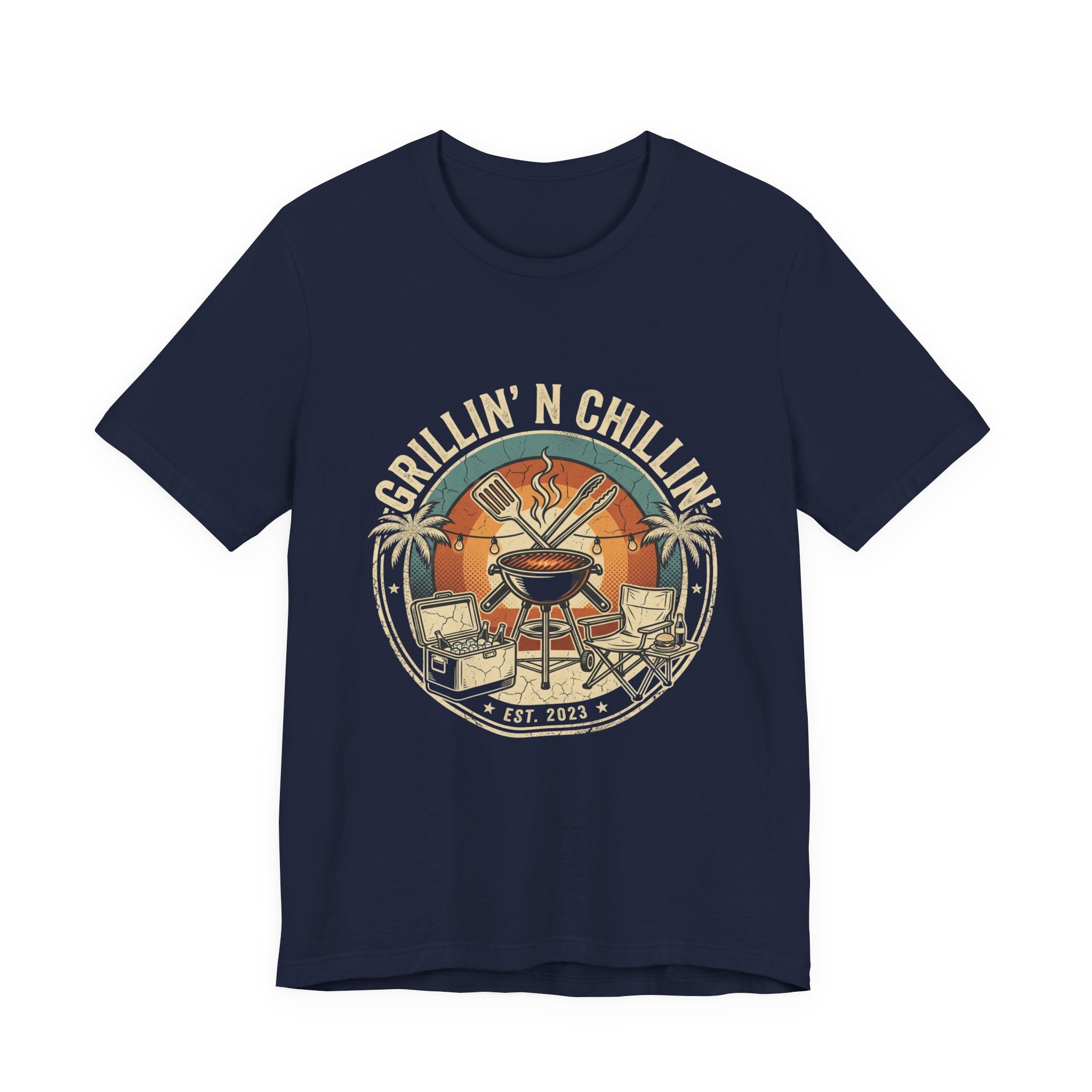 Grillin' N Chillin' T-Shirt - Vintage BBQ Grill Tee for Summer Cookouts
