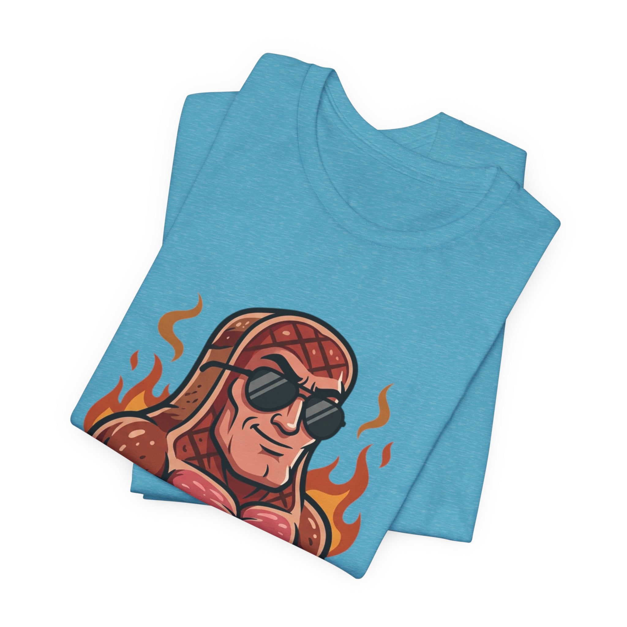 Grillin' Muscle Steak T-Shirt — Funny BBQ Meat Mascot Tee