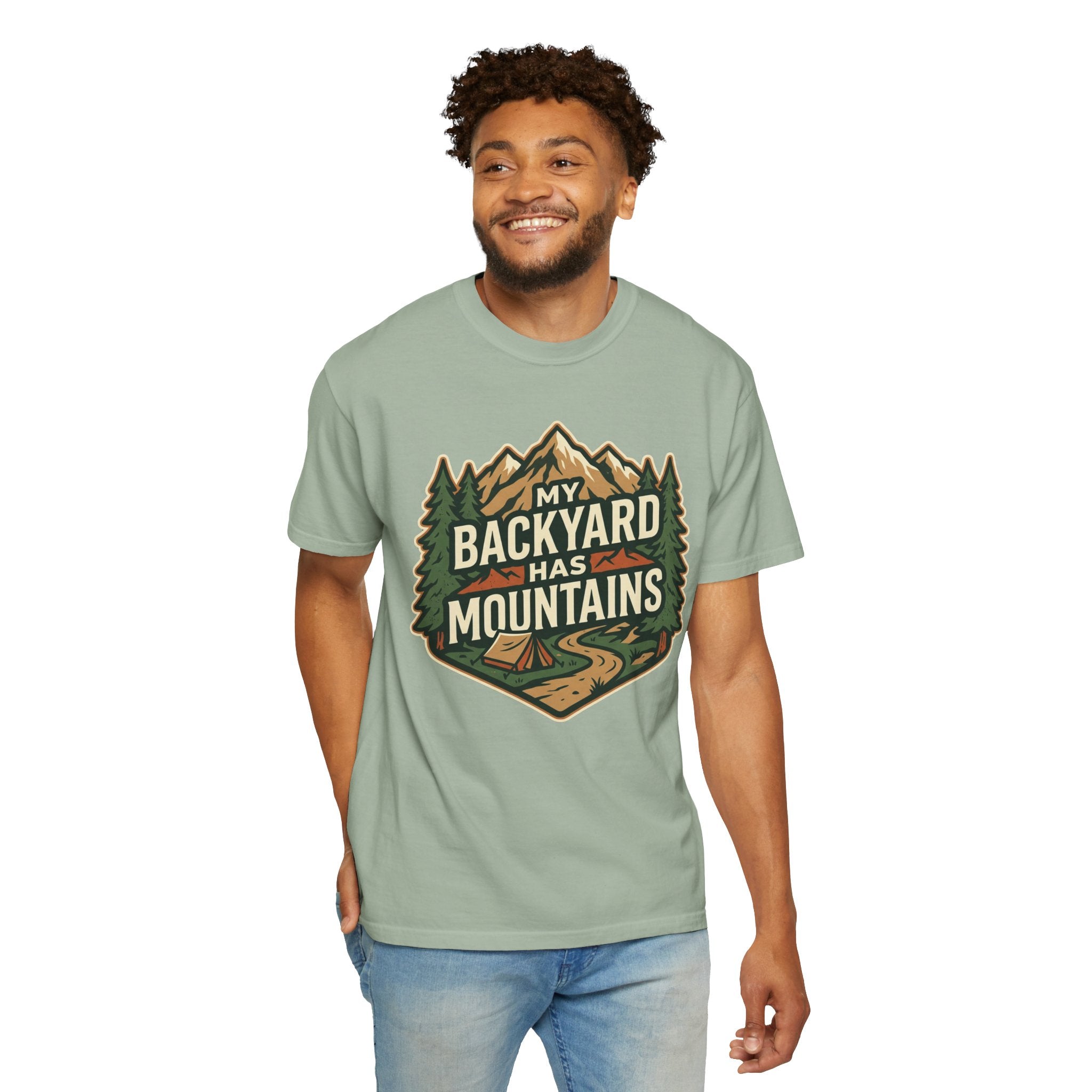 My Backyard Has Mountains T-Shirt — Outdoor Camping Graphic Tee