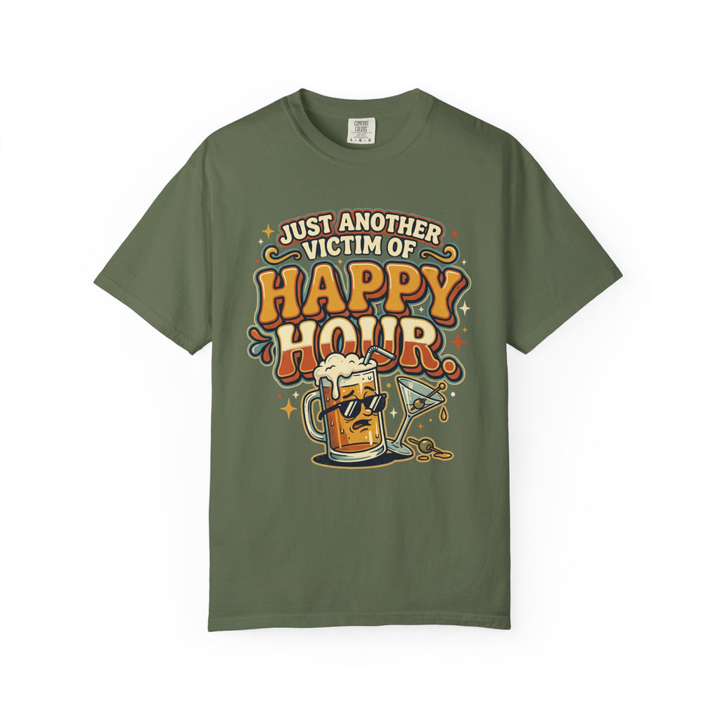 Happy Hour T-Shirt — "Just Another Victim of Happy Hour" Funny Bar Tee