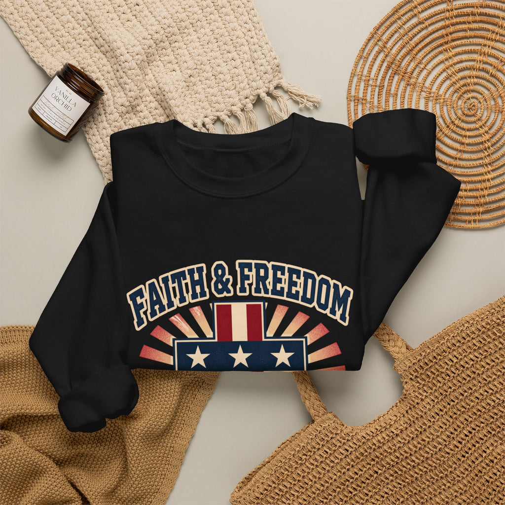 Faith & Freedom Cross Crewneck Sweatshirt | patriotic, vintage Americana