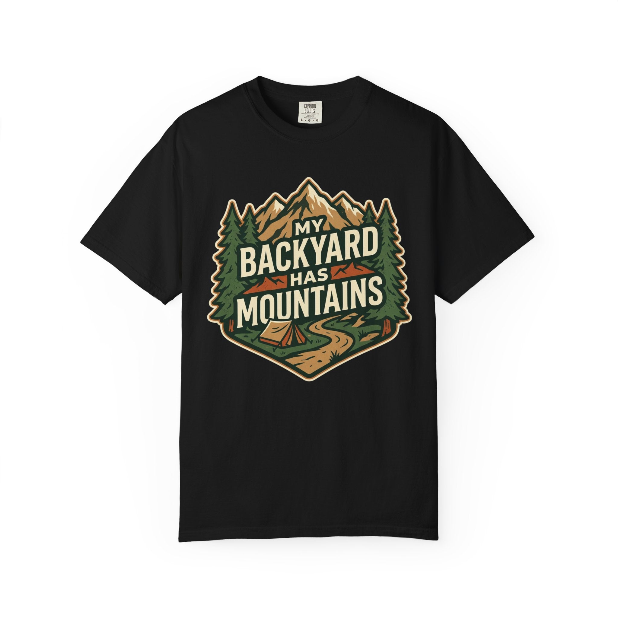 My Backyard Has Mountains T-Shirt — Outdoor Camping Graphic Tee