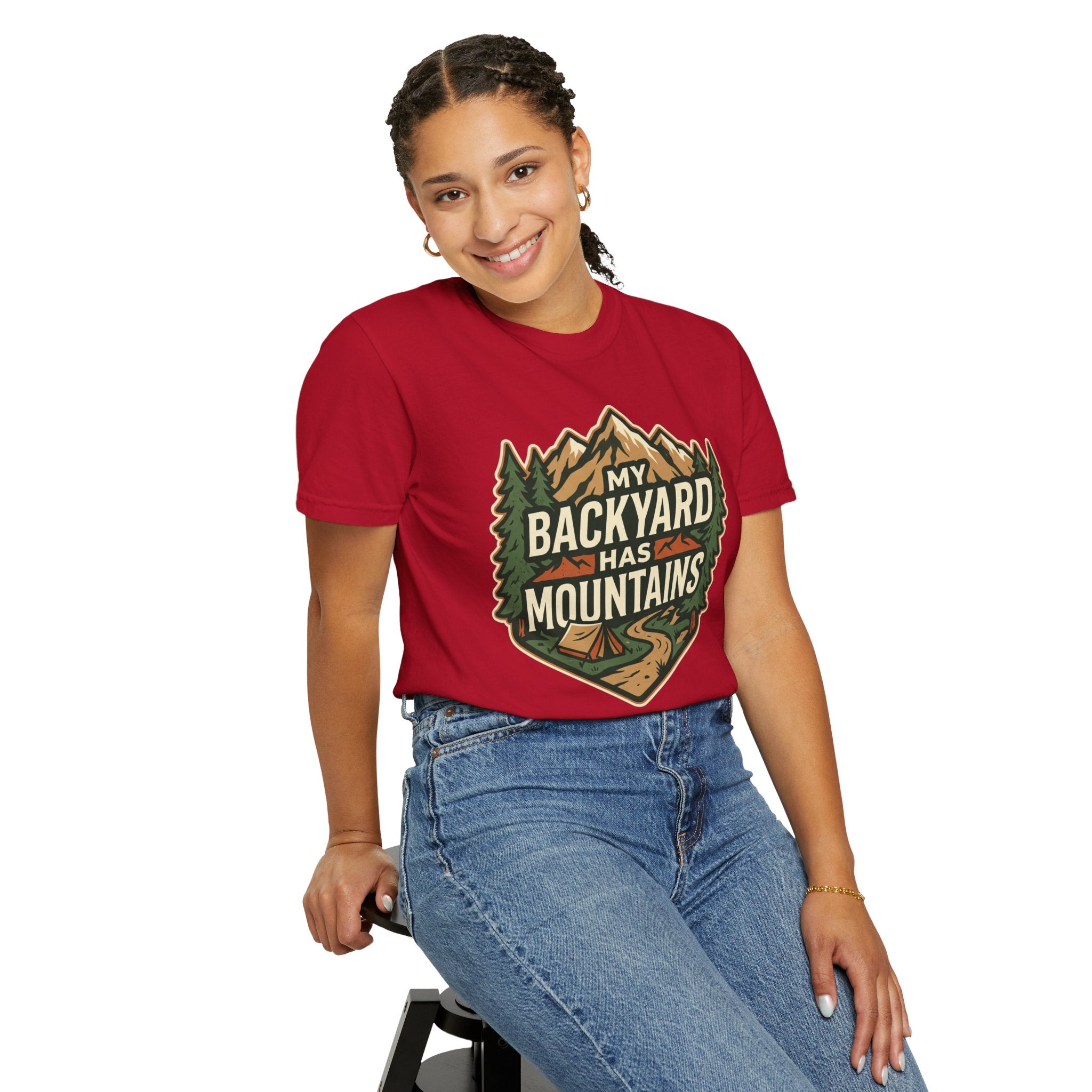 My Backyard Has Mountains T-Shirt — Outdoor Camping Graphic Tee