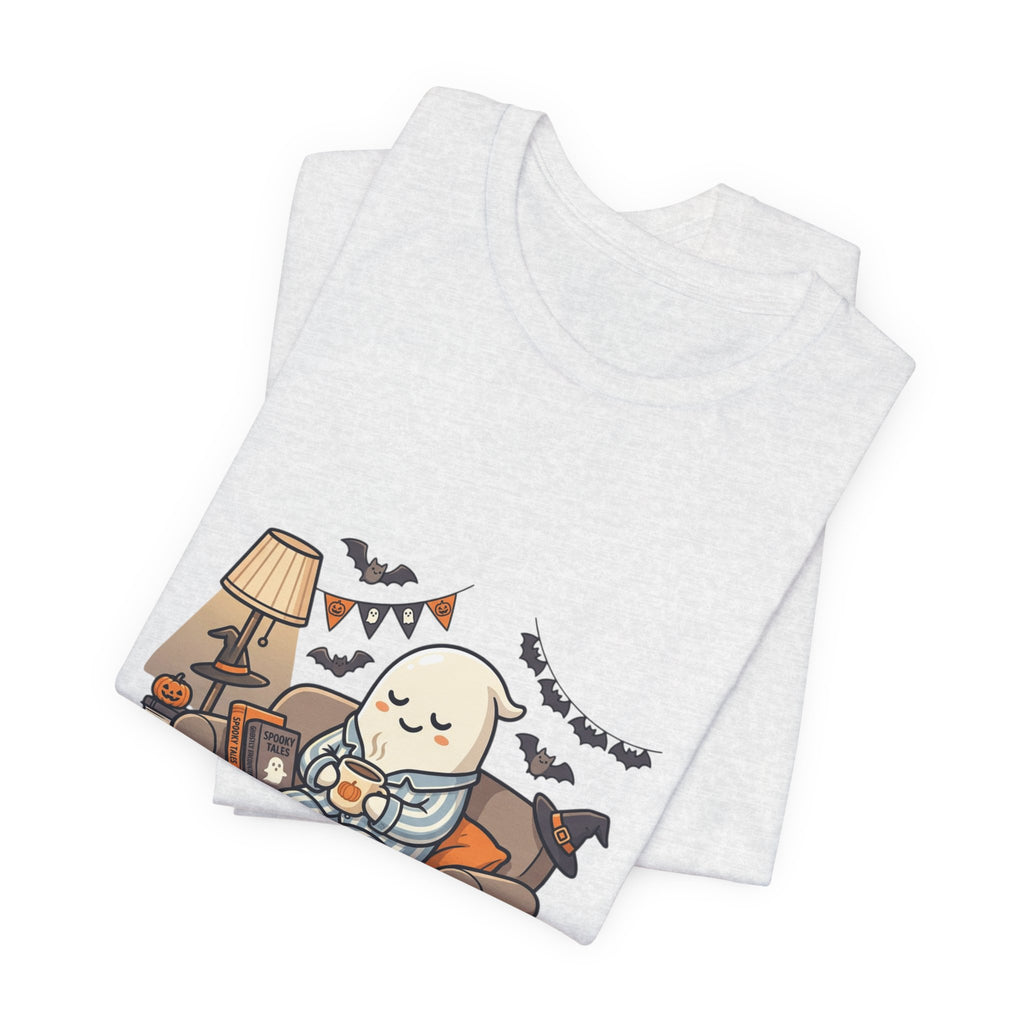 Halloween Ghost Tee — "Just Here for the Boos" Cute Spooky Graphic Shirt