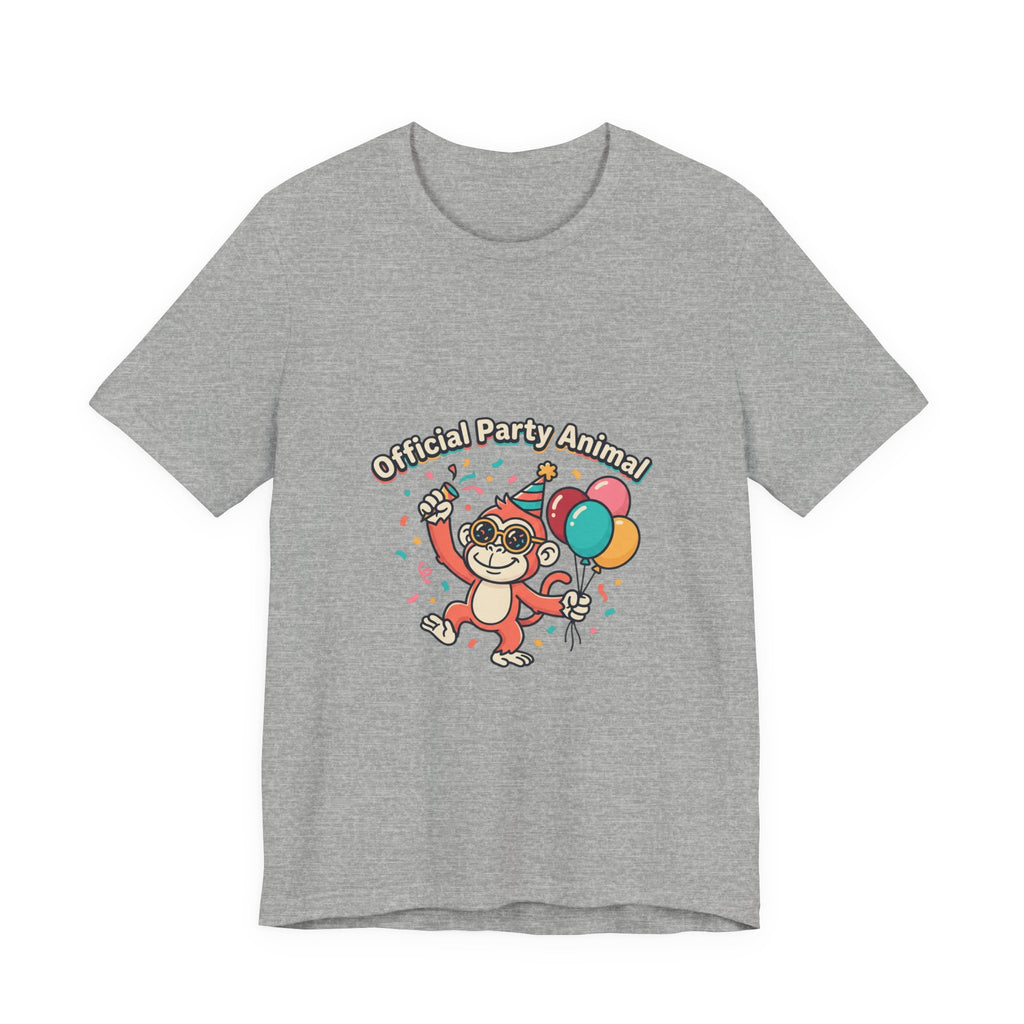 Party Animal T‑Shirt — Cute Monkey Birthday Tee with Balloons
