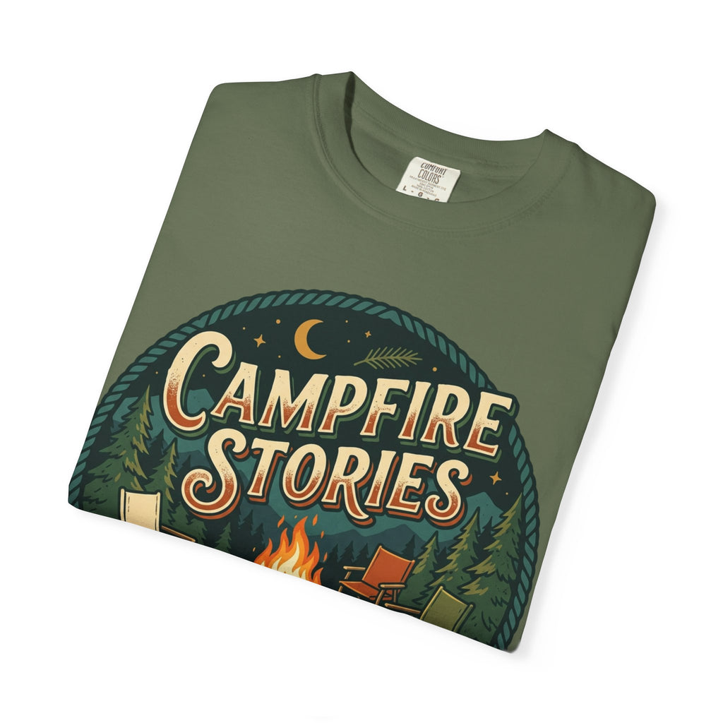Campfire Stories T-Shirt — Vintage Camping Graphic Tee ("Campfire Stories" Loading)
