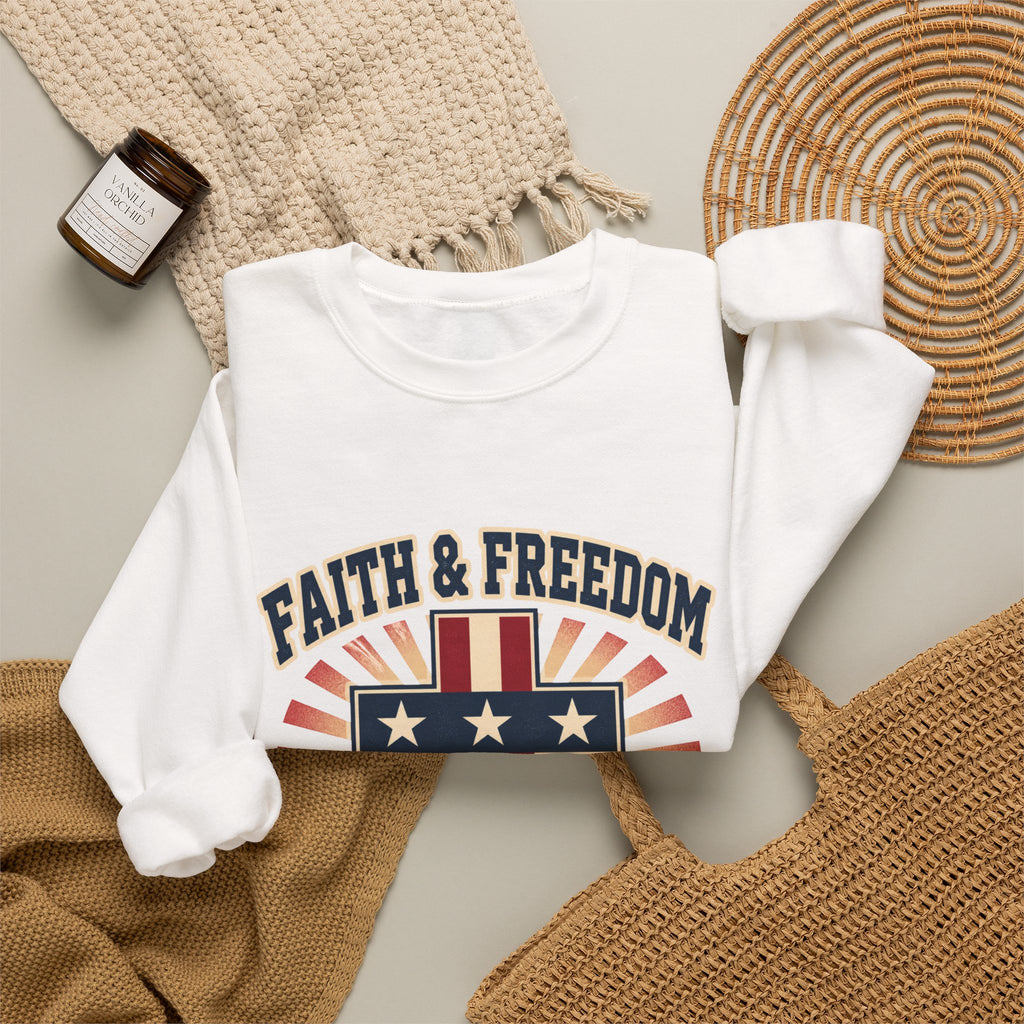 Faith & Freedom Cross Crewneck Sweatshirt | patriotic, vintage Americana