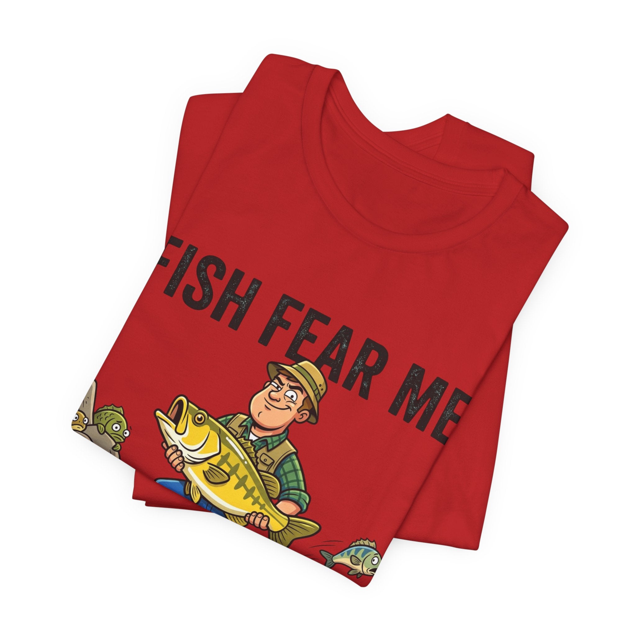 Fishing Humor T-Shirt — "Fish Fear Me. My Wife Tolerates Me." Graphic Tee